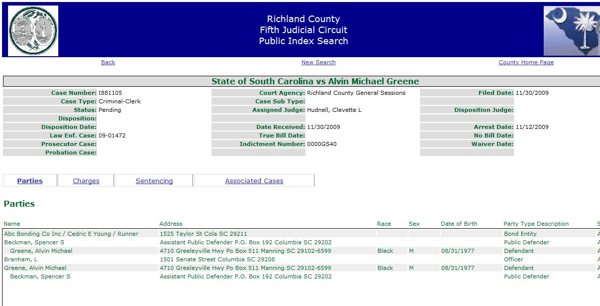 Alvin Greene public record