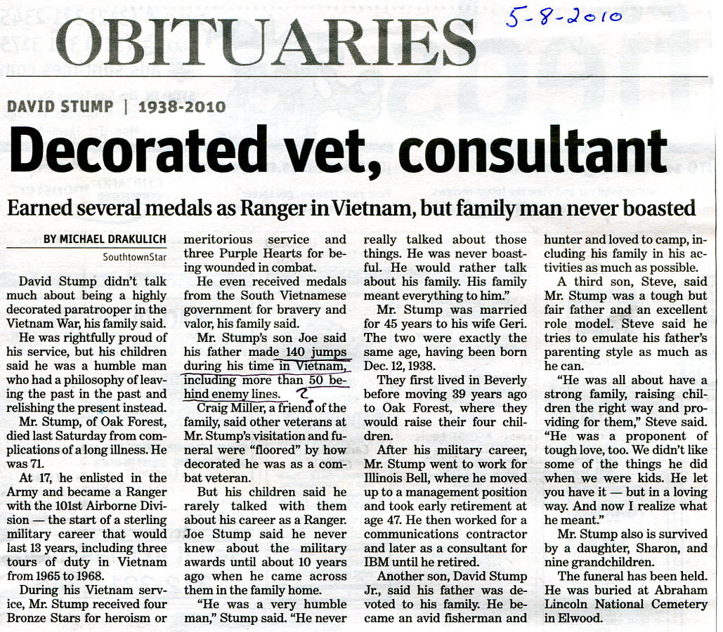 David Stump Obit 5-8-2010