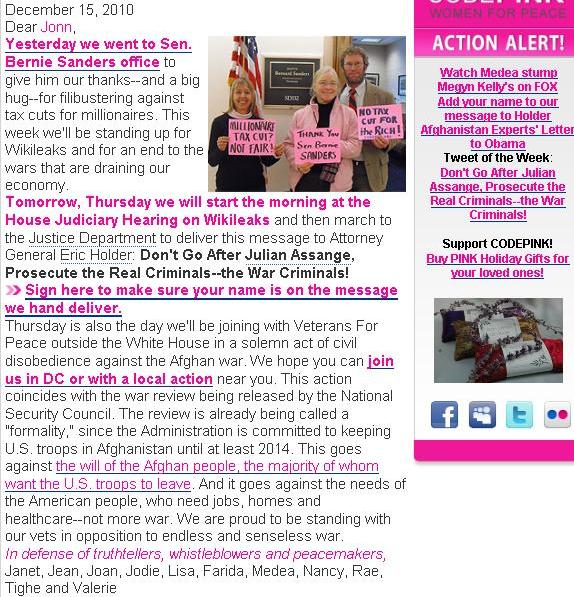 Code Pink Bernie hug