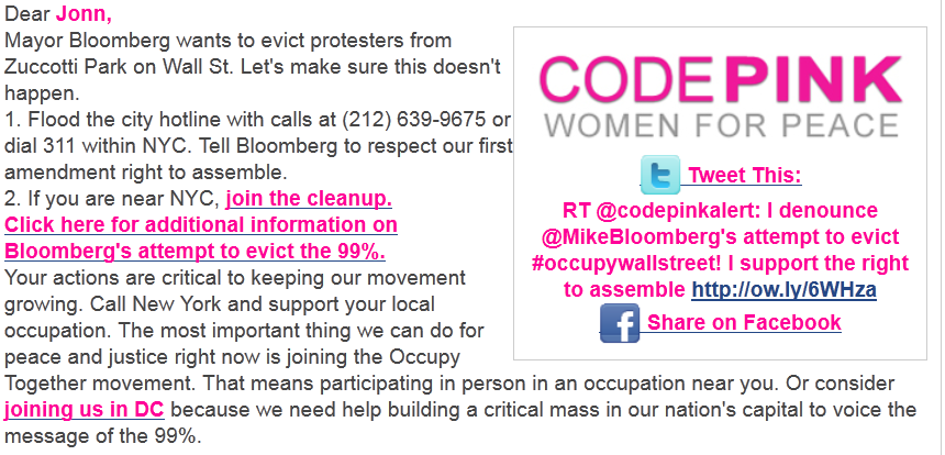 Code Pink clean up our mess