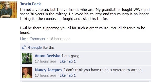 Vets for Ron Paul facebook comment