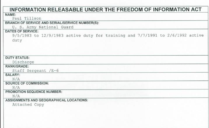 Paul Tillson FOIA pt 1