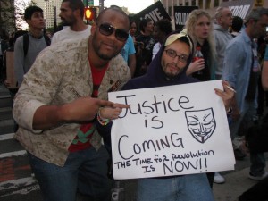 Shamar Thomas supporting the Occupy Movement.