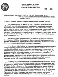 Hagel letter-same sex