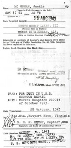 Jackie mcGowan's assignment to USS Houston