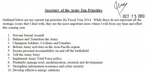 Army Sec. Priorities