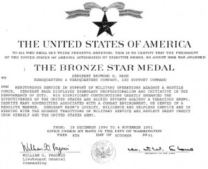 Raymond Nash Bronze Star citation