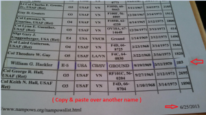 William George Hackler POW list