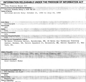 John F Bolan FOIA