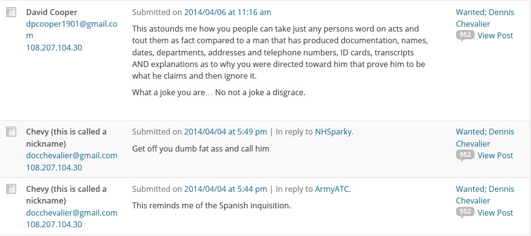 Chevalier sockpuppet