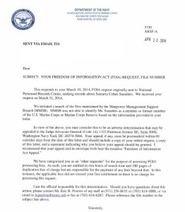 Samarra Saunders FOIA letter