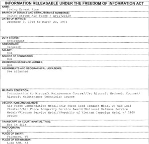 Irving Rice FOIA