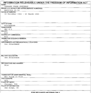 Leonard Frank Goethals FOIA
