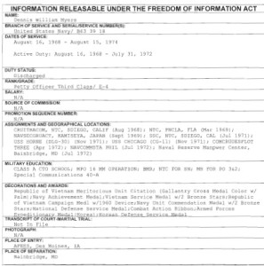 Dennis Williams Myers FOIA