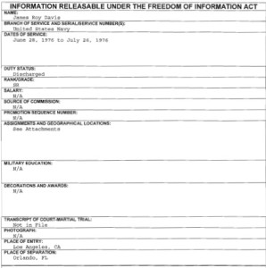 James Roy Davis FOIA