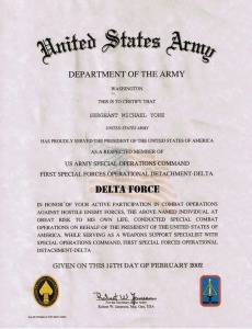 Michael Yohe Delta certificate