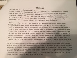 Prysner - Baker response