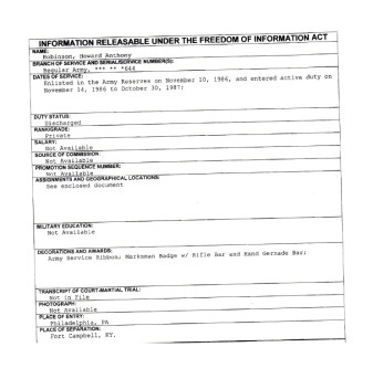 Robinson, Anthony Howard FOIA