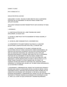 Artillery positions open to women