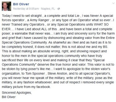 Bill Oliver apology