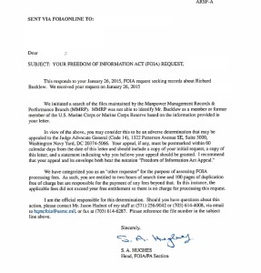 Bucklew USMC FOIA