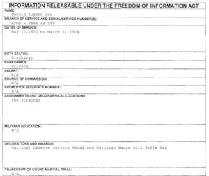 Donald Eugene Lee FOIA