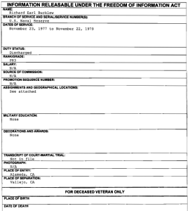 Richard Bucklew Navy Reserve FOIA