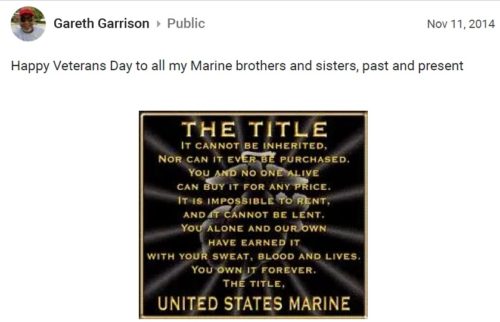 Gareth Garrison Claim