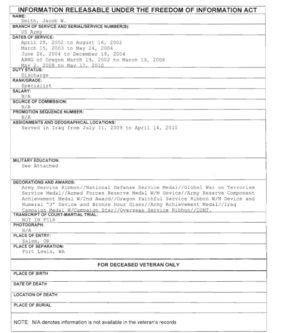 Jacob Wayne Smith Army FOIA