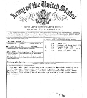 William Thomas Separation Qualification Record