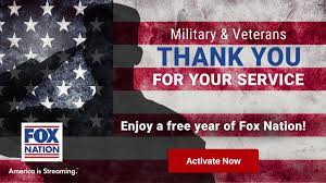 Veterans who verify their service can get Fox Nation Free for 1 year.